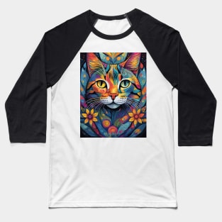 vibrant and colourful cat art design Baseball T-Shirt